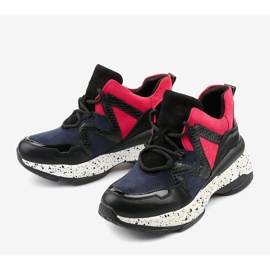 Fekete sportcipők ökobőr-velúr Clavelinából piros sötétkék 1