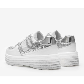 Fehér brokát cipők vastag Laurel talpon 1