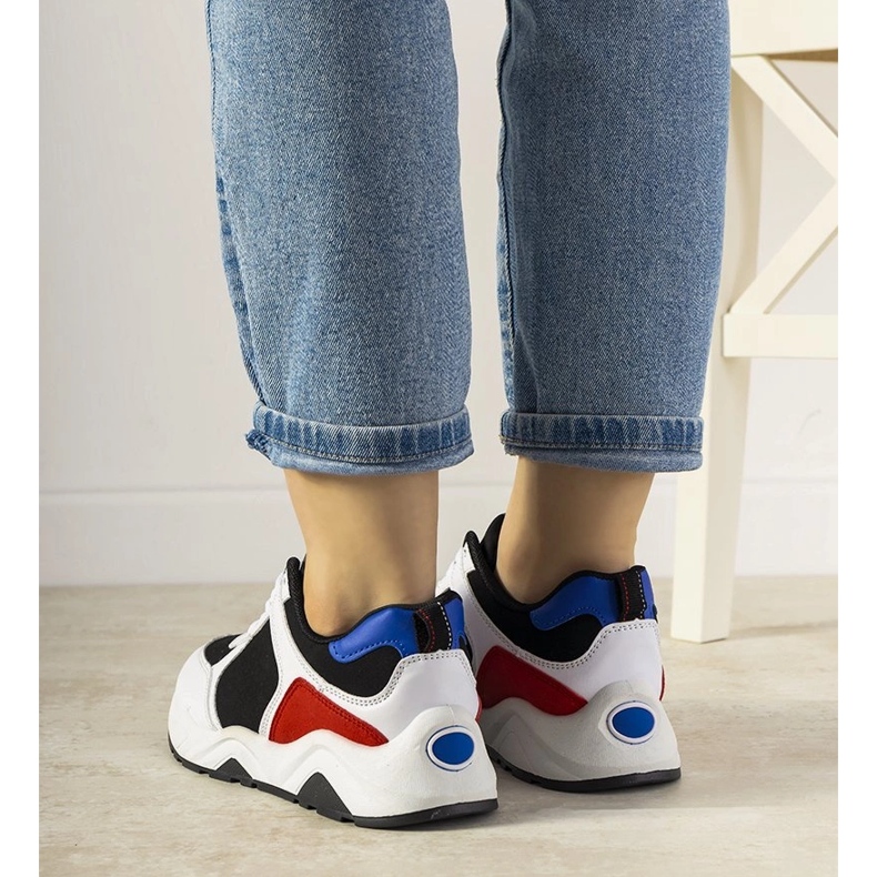 BM Fekete -fehér cipők színes edzőbetétekkel 1