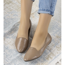 Barna balerinák Aupra krokodilbőr mintájával bézs 1 Barna balerinák Aupra krokodilbőr mintájával bézs 1