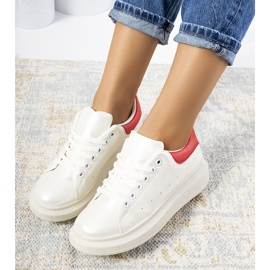 Fehér gyöngyházszínű női Neera tornacipő piros 1 Fehér gyöngyházszínű női Neera tornacipő piros 1