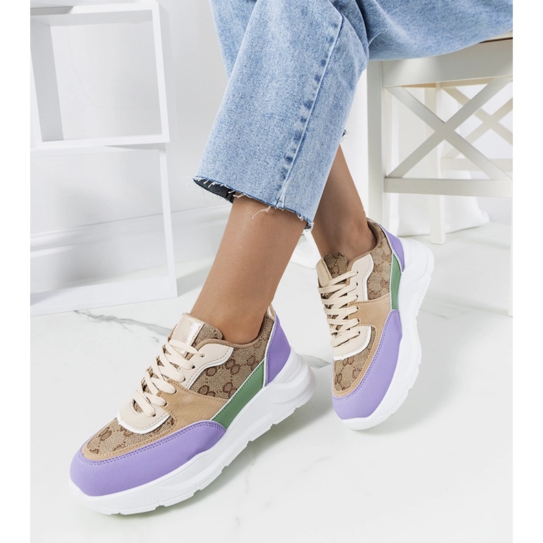 Elyne női bézs és lila tornacipő 1