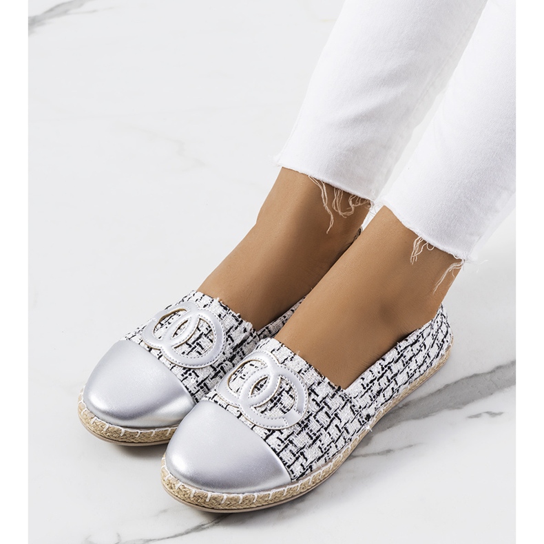 Fehér Moorsele espadrillák ezüst 1 Fehér Moorsele espadrillák ezüst 1
