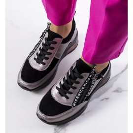 Fekete bőr Belita tornacipő szürke 1