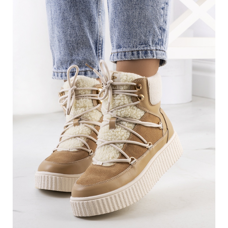 PA1 Női barna hócsizma a Laursen márkától bézs ekru 1