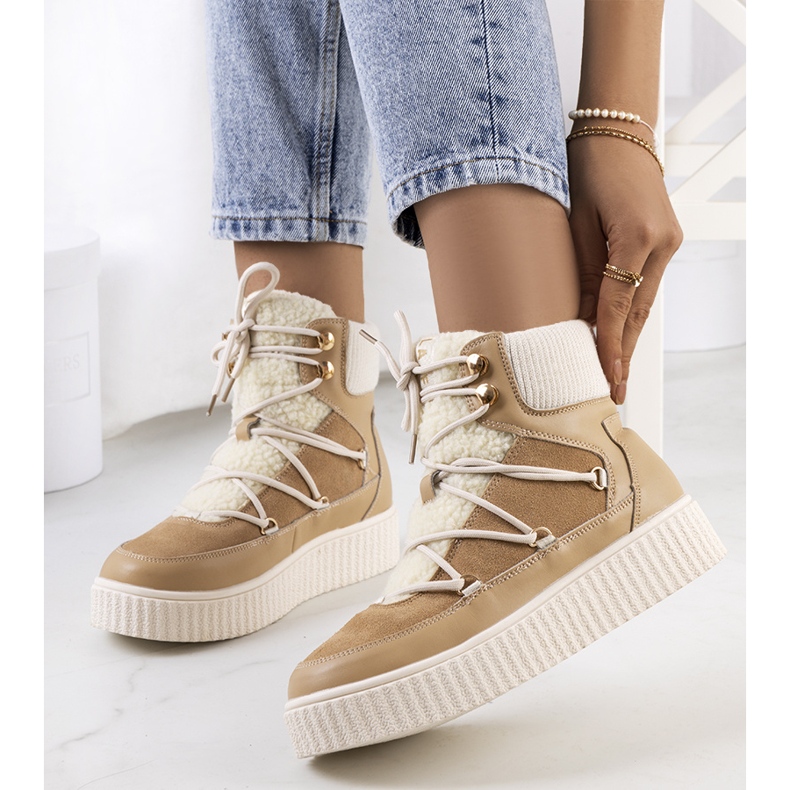 PA1 Női barna hócsizma a Laursen márkától bézs ekru 2