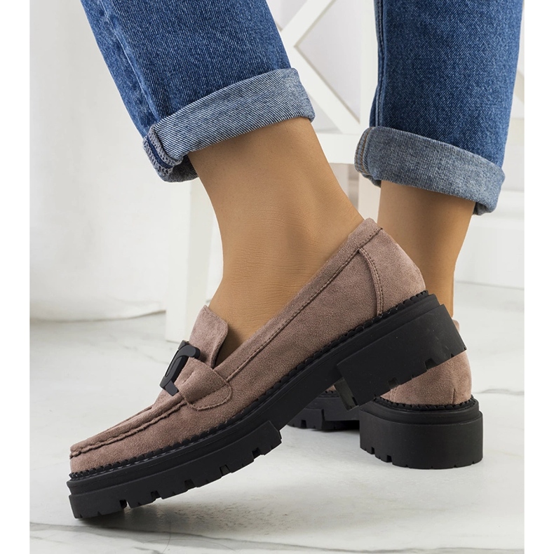 Barna, öko-velúr cipő bézs 1