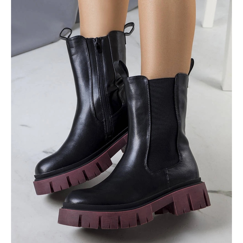 Evento Fekete csizma lila Kaydence talppal 1