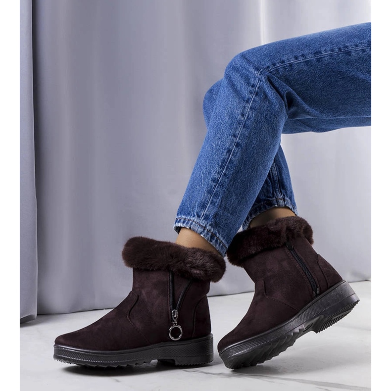 Barna, hőszigetelt hócsizma Katalina cipzárral 1