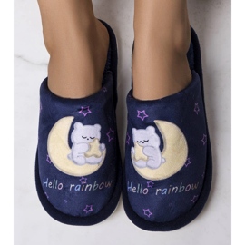 Rainbow moon sötétkék puha papucs 1