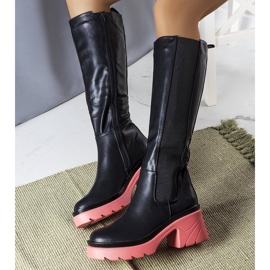 BM A Charla fekete csizma rózsaszín talppal 1