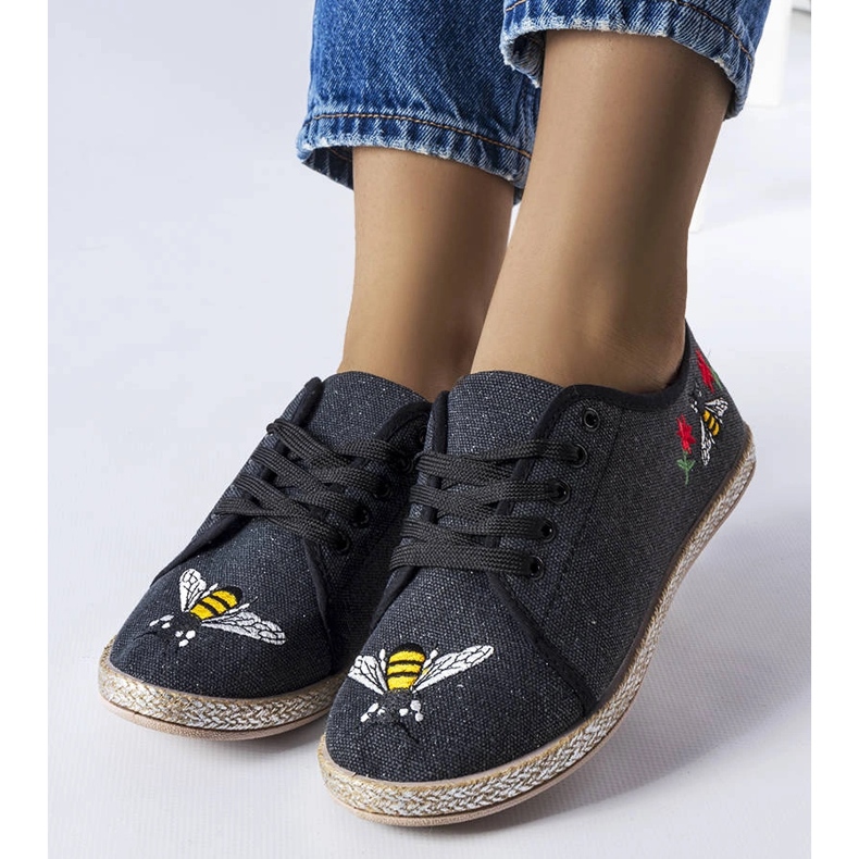 Fekete csillogó espadrillek Maliától 1