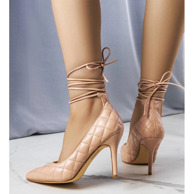 Rosie rózsaszín steppelt felköthető sarkú cipő 1