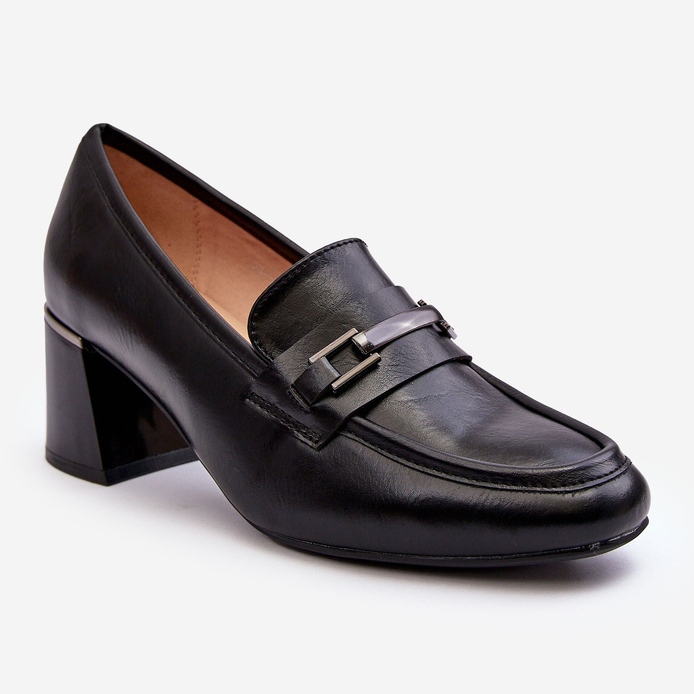 Vinceza Bőr pumpák egy magas sarkú fekete Idona 2