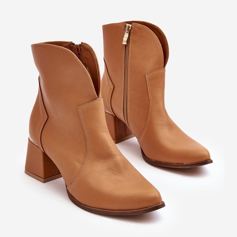 Lewski Shoes Női bőr Cowboy csizma magas sarkú Camel Lewski 3166/B/2 barna 2
