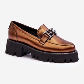 Laura Messi Női bőrcipők arany Lyndani díszítéssel aranysárga 1