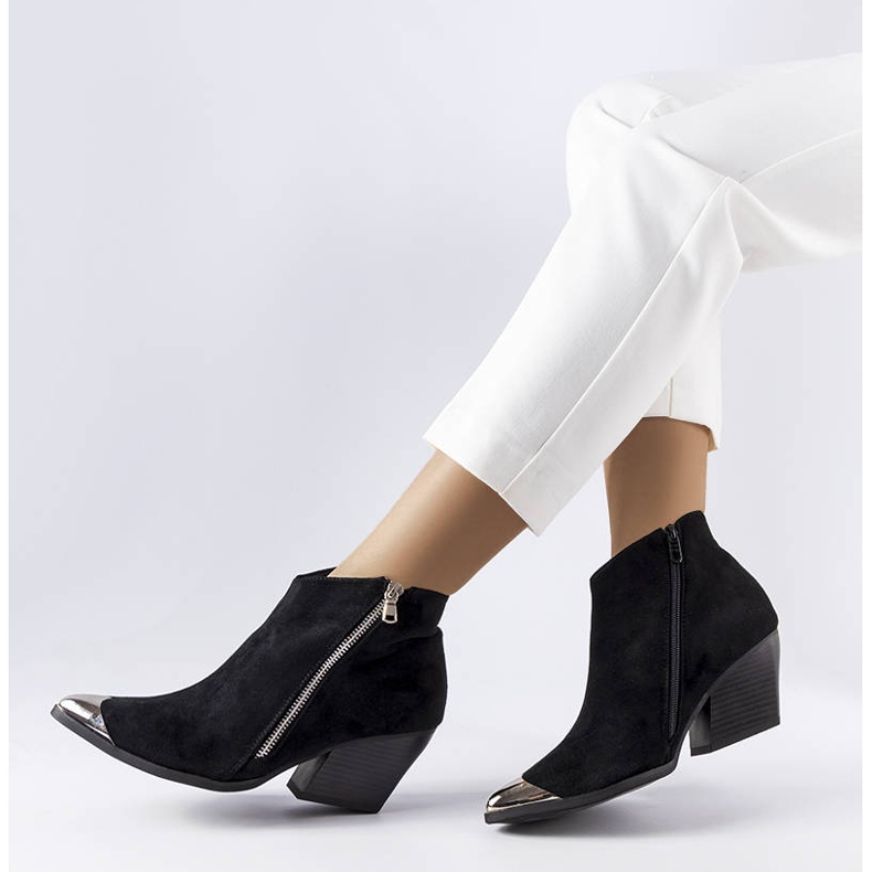 Fekete fém orrú cowboy csizma a Vergne-től 1