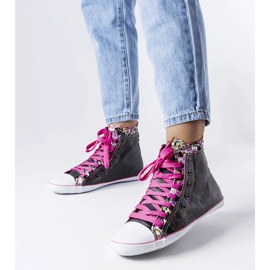 Fekete virágos bokacsizma a Marphisától 1