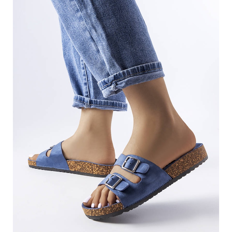 Sötétkék csúszdák Cincinna parafa talppal 2