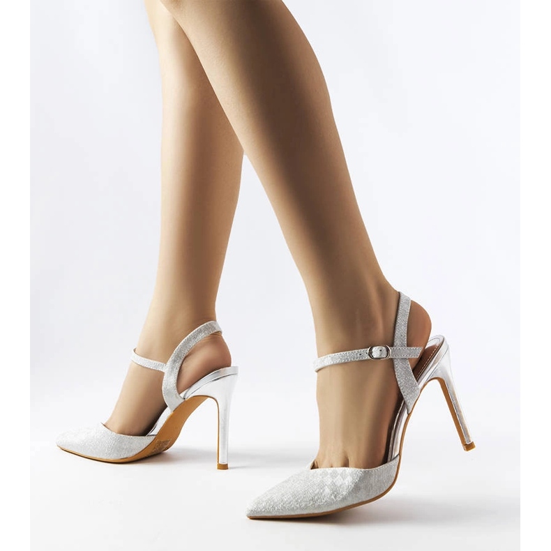 Gallia ezüst fényes sarkú cipő 2