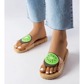 Átlátszó papucs Foddie díszítéssel bézs 1