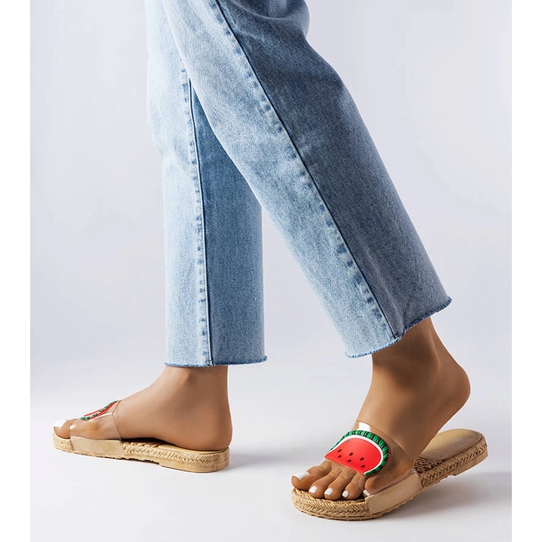 Átlátszó papucs Foddie díszítéssel színtelen 2