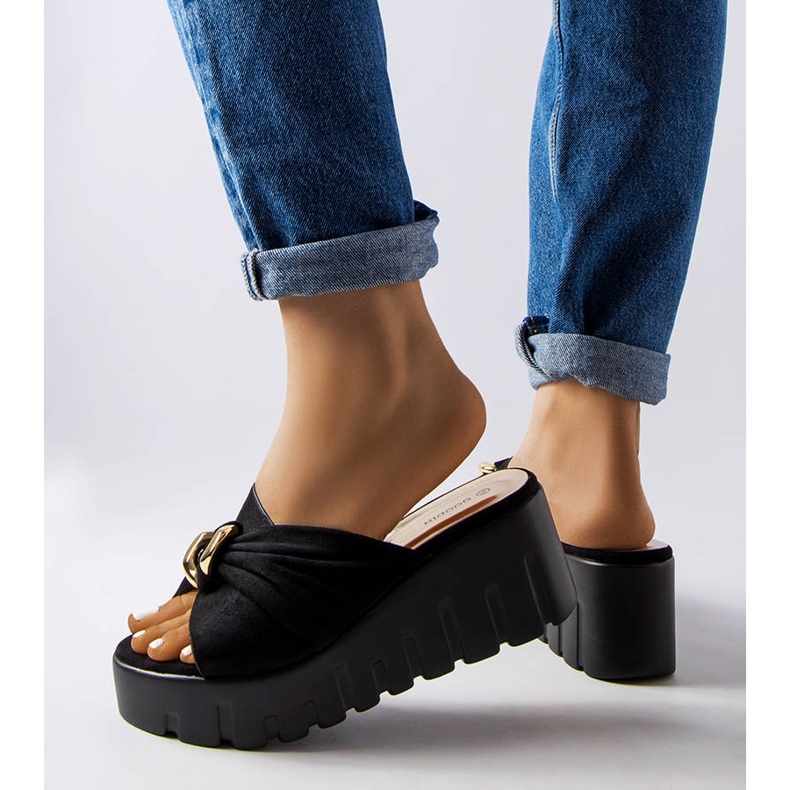 Goodin Laura női fekete ékpapucs 2