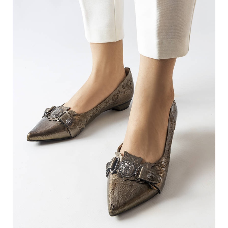 Ezüst alacsony sarkú pumpák a Siciliano-tól szürke 1