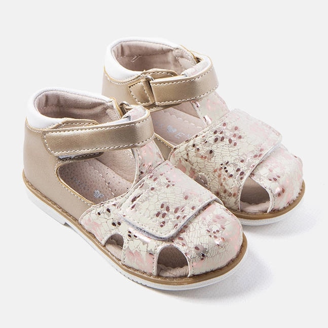 Arany szandál bőr Compagnon talpbetéttel aranysárga 1