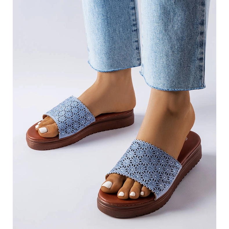 Kék áttört csúszkák cirkóniákkal az Irvine-tól 1