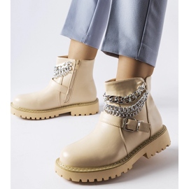 Mezzavia bézs bokacsizma dekoratív láncokkal 1