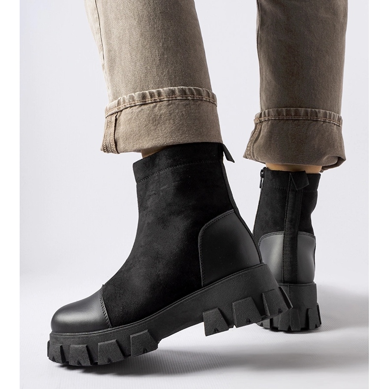 Fekete öko-velúr munkások Milo B026-17 fekete futófelülettel 1