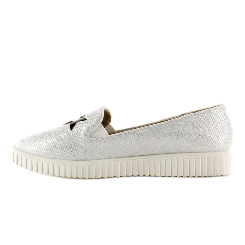 Csillagokkal ellátott tornacipő, magas talppal FE454 Bała fehér fekete szürke 1