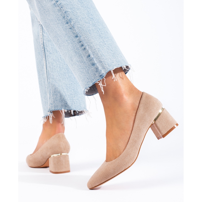 Goodin Elegáns velúr szivattyúk bézs 2