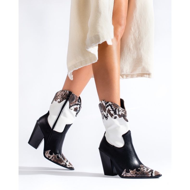 Fekete-fehér női Shelovet cowboy csizma 1