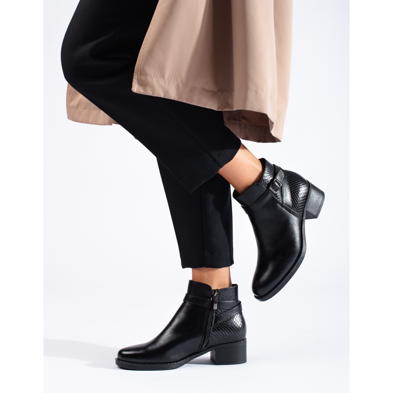 W. Potocki Potocki fekete női magas sarkú bokacsizma 2