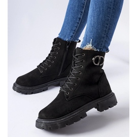 Fekete broberg öko-velúr csizma cirkóniával 1