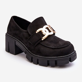 Vinceza Velúr női cipő díszítéssel, fekete rullenes 1