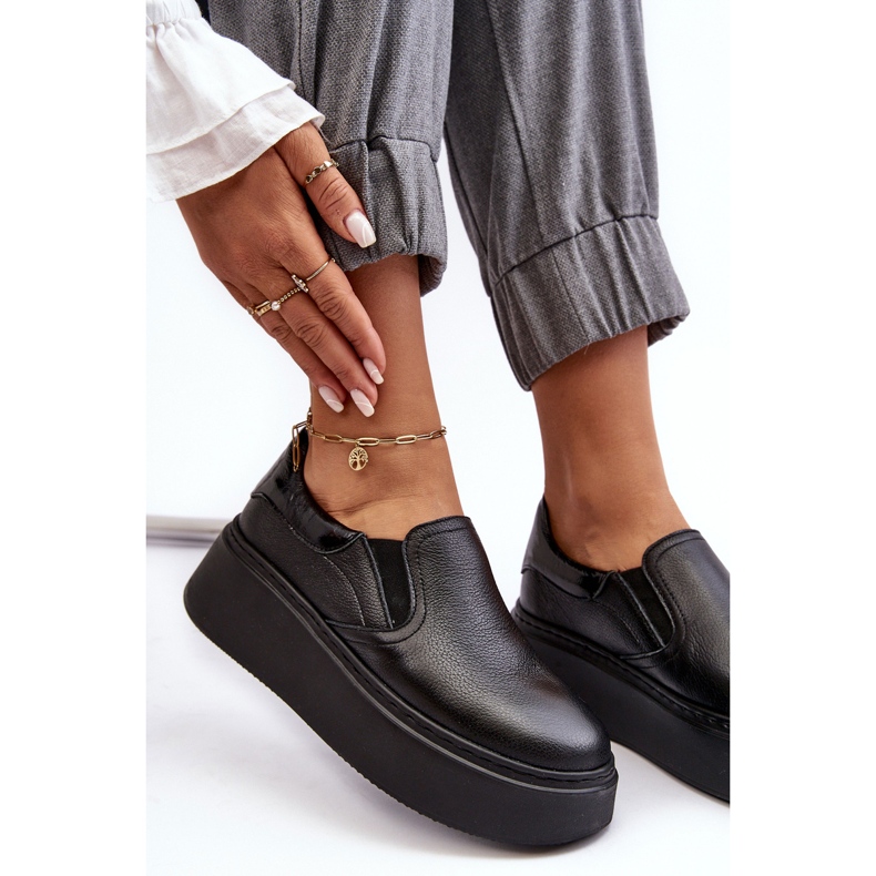 Lemar Manish Lemar női bőr sportcipők a platformon fekete 1