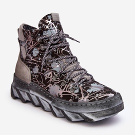 Bőr női meleg bokacsizma Maciejka 06146-03 szürke fekete 1