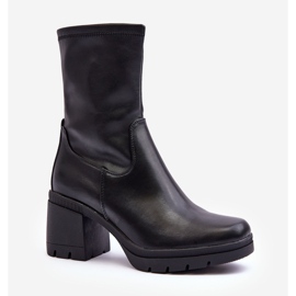 Sergio Leone Női bőr bokacsizma masszív magassarkúval, fekete Fllavie 1