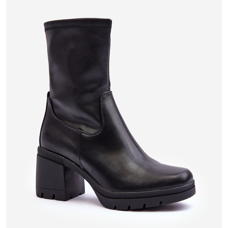 Sergio Leone Női bőr bokacsizma masszív magassarkúval, fekete Fllavie 1