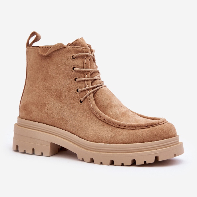 Női bokacsizma cipzárral, sötétbézs Apolosi 1