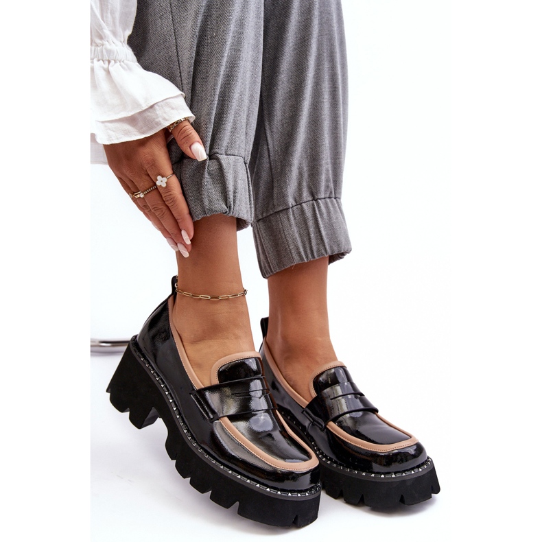 S.Barski Bőr női mokaszin D&amp;A MR870-32 fekete 1