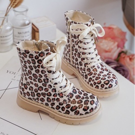 Szigetelt gyerek bokacsizma cipzárral, bézs és barna Dolida színben 1