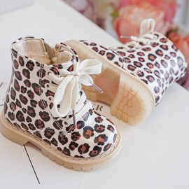 Szigetelt gyerek bokacsizma cipzárral, bézs és barna Dolida színben 2