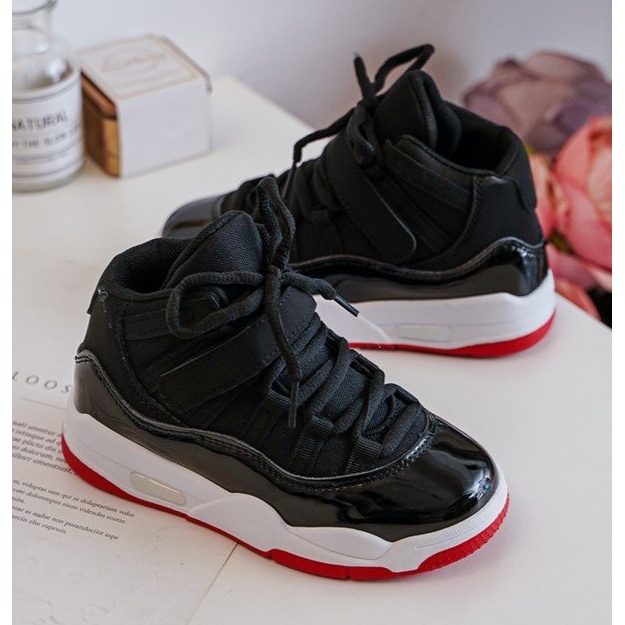 Fűzős gyerekcipő Fekete-piros Darina 2