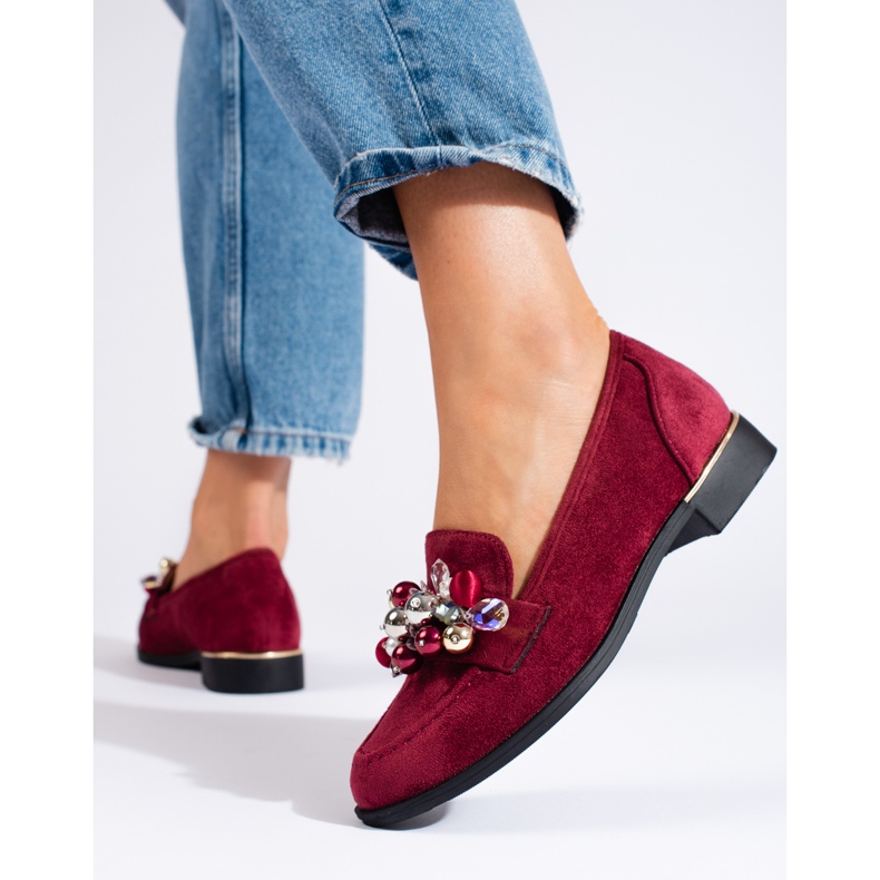 Női bordó lordok Shelovet kristályokkal piros 1