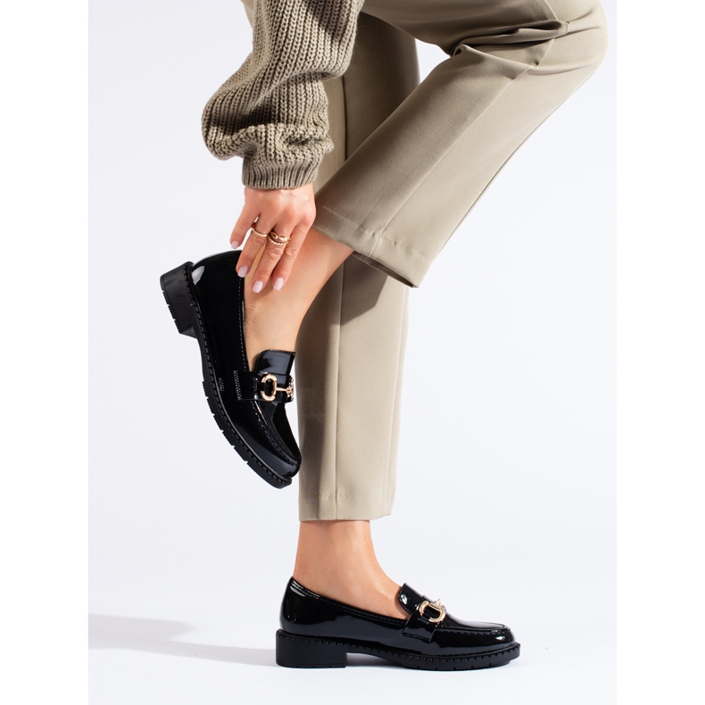 Patent fekete elegáns Shelovet naplopók 1