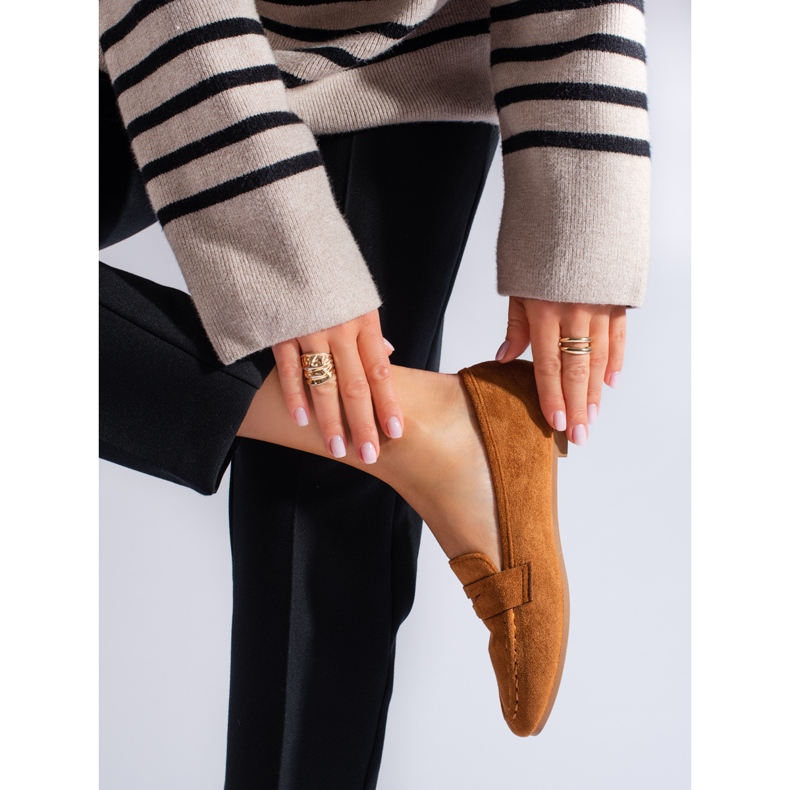 Kényelmes női teve Shelovet velúr lordok barna 1